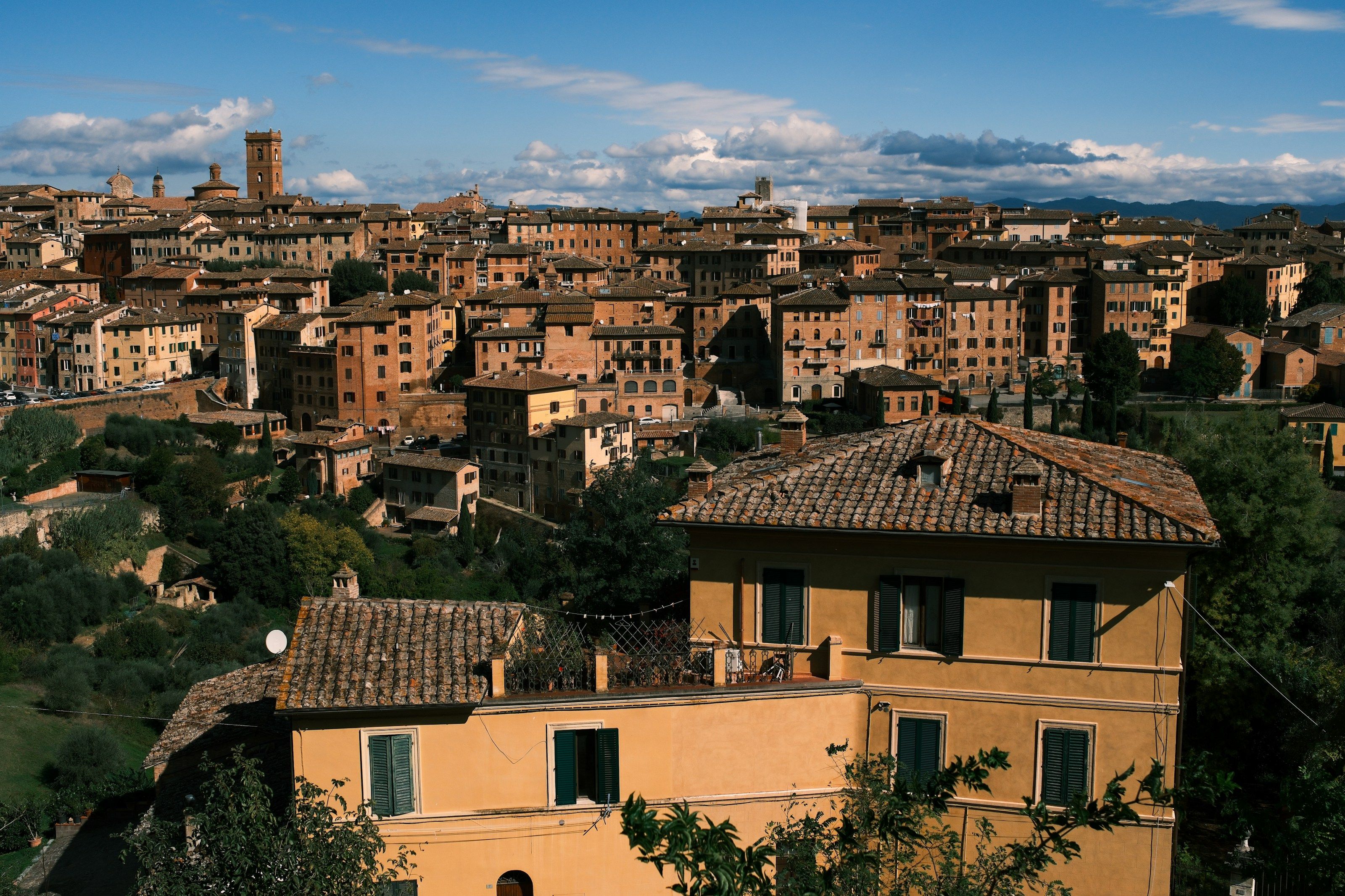 Rooftops of Siena on a bright day